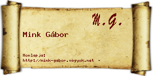 Mink Gábor névjegykártya